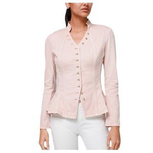 WHBM Soft-Pink Shaped Peplum Denim Jacket | 8